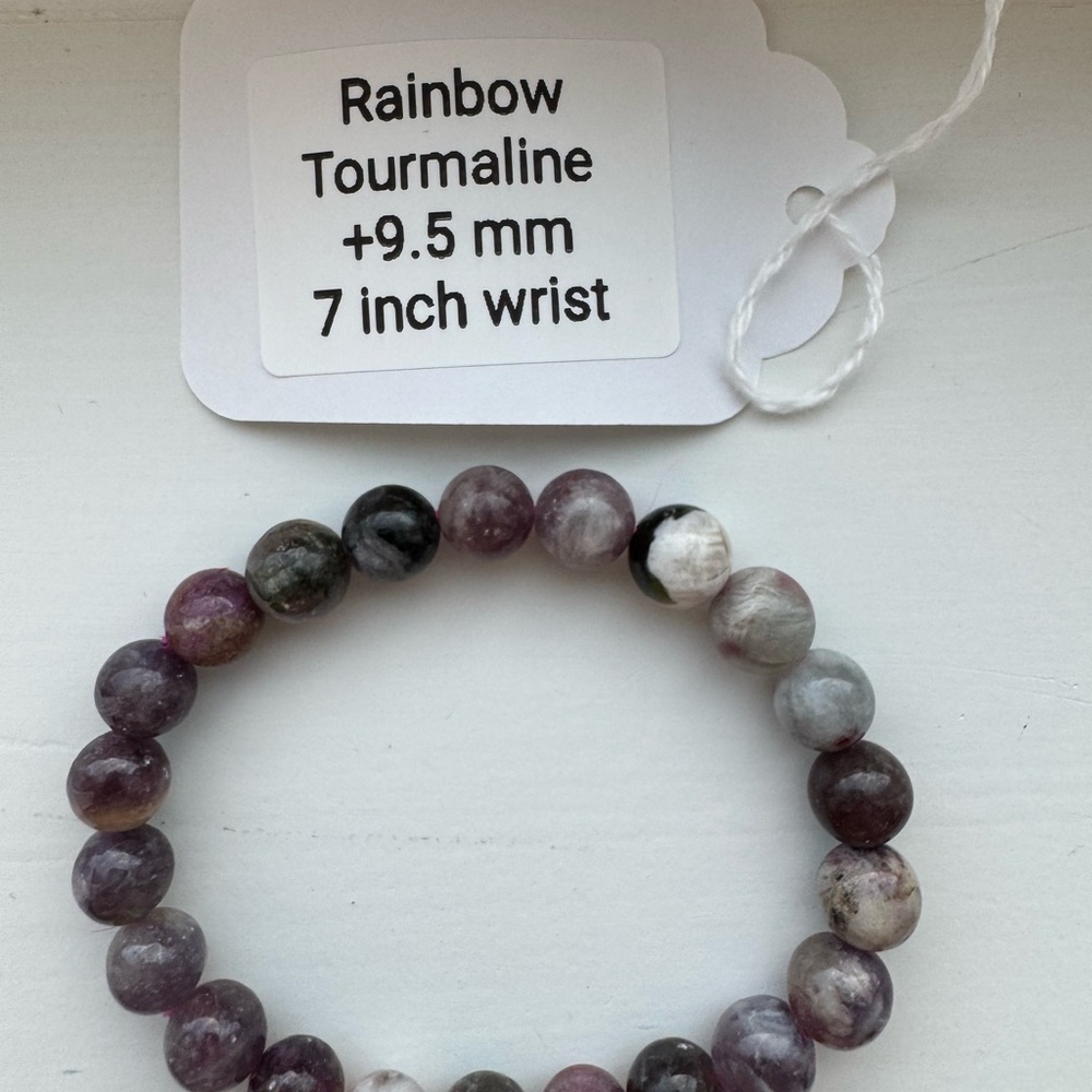 Rainbow Tourmaline Bracelet - Purple and Gray